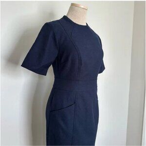Boden Short Sleeve Waistbanded Sheath Dress with Front Slant Pockets Size 4 NWT